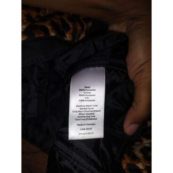 Talbots (PL) Cheetah Print Quilted Lightweight Spring Jacket Mob Wife - Picture 5 of 6